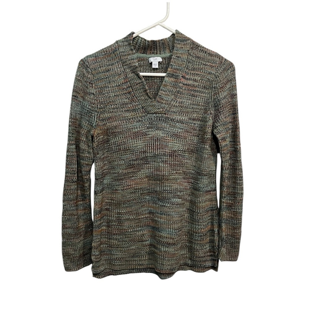 J. Jill Marled Sage Knit V-Neck Sweater